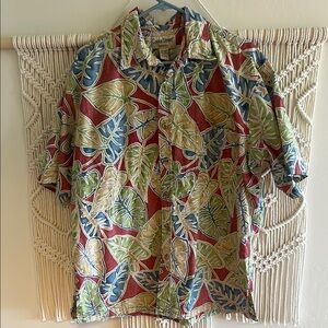 Color Street Men's Leaf Print Casual Shirt